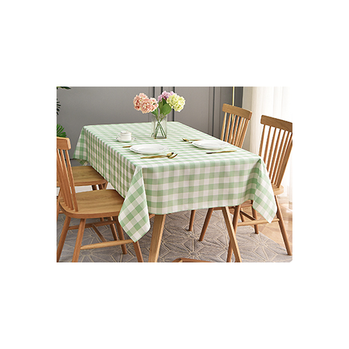 Large View 152x320cm (60x126inch) - Green/White  Polyester Chequered Tablecloth  (Gingham)