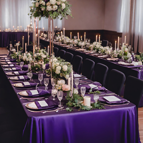 Large View 90x120inch (230x305cm) Satin Tablecloth - Purple