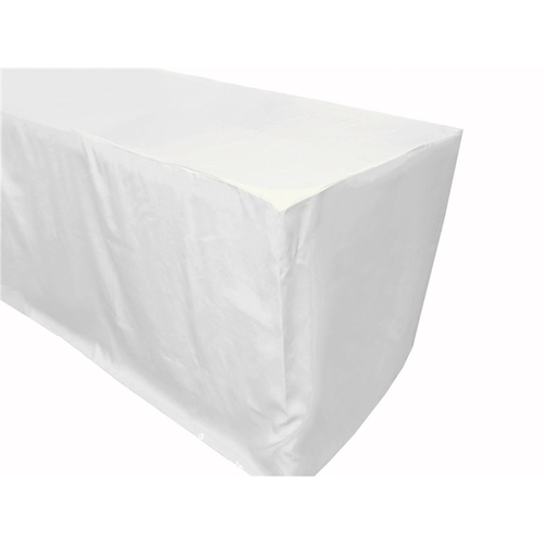 Large View 8Ft (2.4m)  Fitted Polyester  Tablecloths - White
