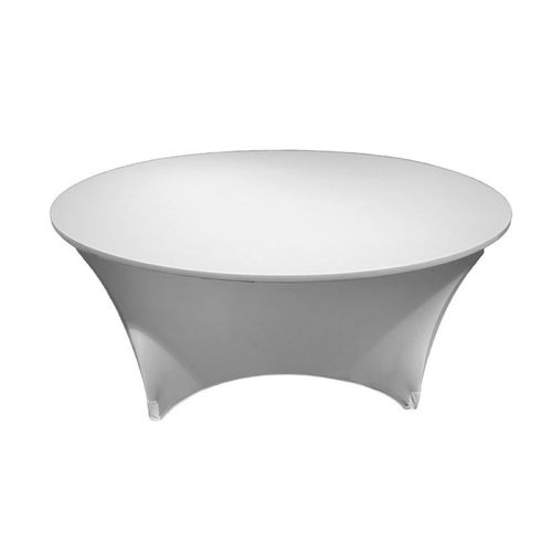 Large View 6Ft (1.8m) White Round Lycra Fitted Tablecloth Cover