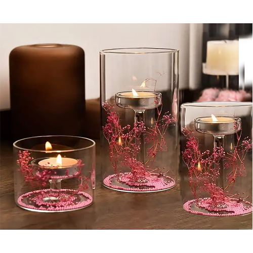 Large View Romantic Glass Tealight Holders - 3 Sizes Available
