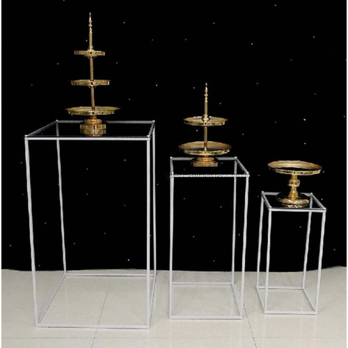 Large View 80x40x40cm - Clear Top Metal Flower Stands/Plinth