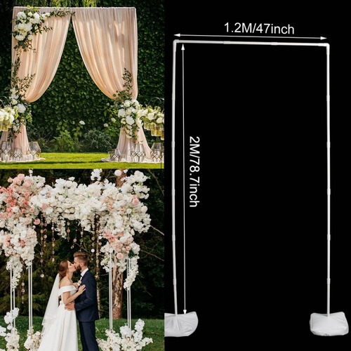 Large View 150cm Rectangle Wedding Arch Flower/Balloon Stand - White Plastic