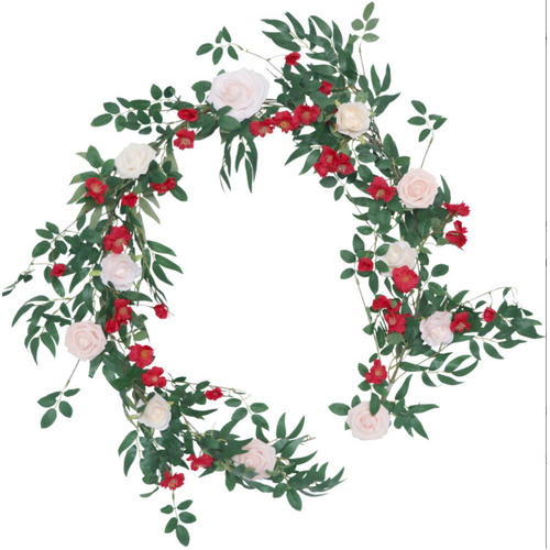Large View 1.8m Luxury Native Willow Native Eucalyptus Garland - Red/Pink/Cream