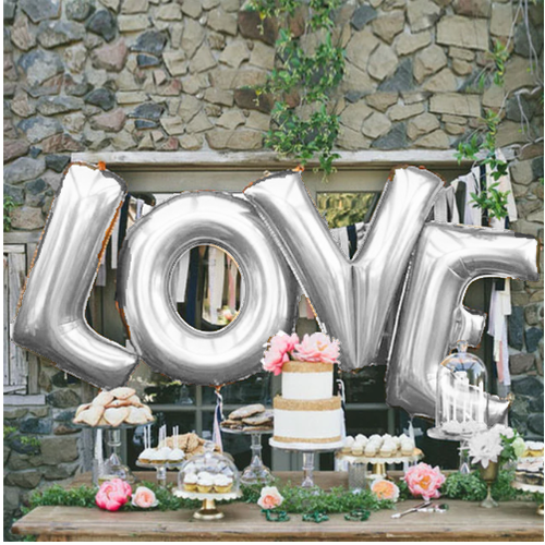 Large View Giant 100cm tall - Silver Love Balloon