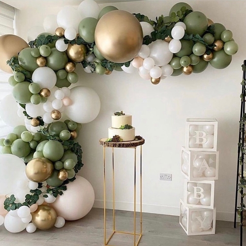 Large View Eucalyptus/Gold/Cream Theme 152pcs Balloon Garland Decorating Kit