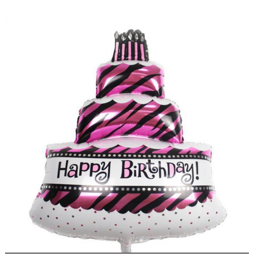 Large View Foil Happy Birthday Cake Balloon Style 1 -   100 x 69cm 