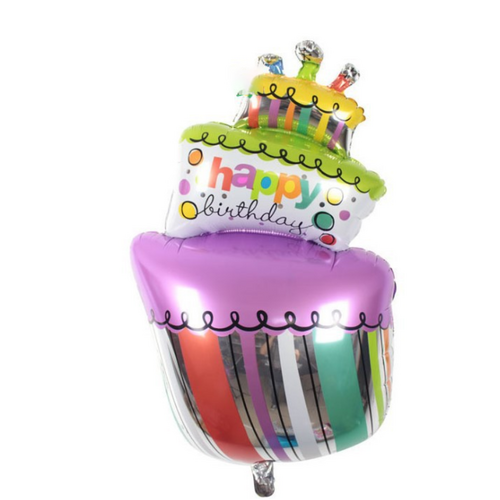 Large View Foil Happy Birthday Cake Balloon Style 1 -   100*69cm