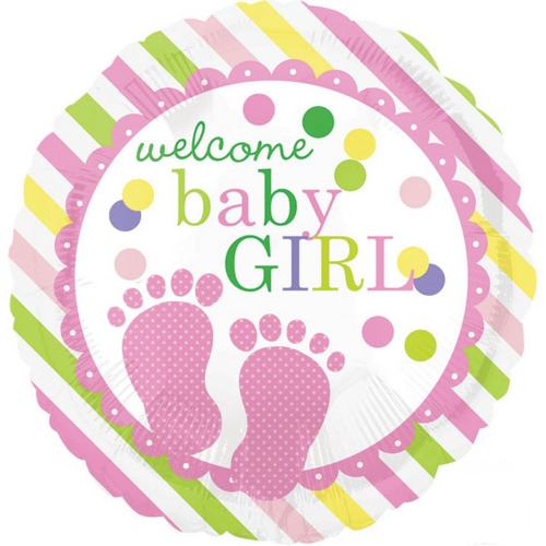 Large View Foil Welcome Baby Girl  Balloon -   45cm