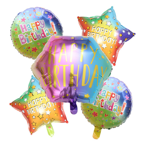 Large View Happy Birthday Birthday Balloon Set (5pcs) - Style 2
