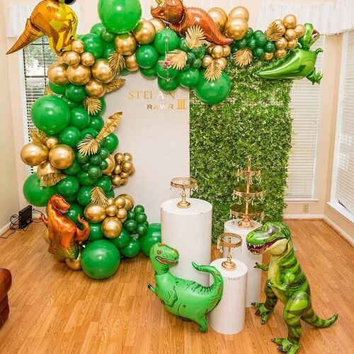 Large View Dinosaur Themed Balloon Garland Decorating Kit  - 105pcs