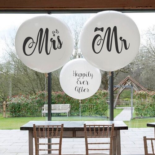 Large View 90cm Giant White Mr & Mrs Balloons Style 2