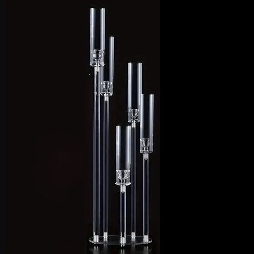 Large View 5 Tier / Arm Clear Acrylic Candelabra