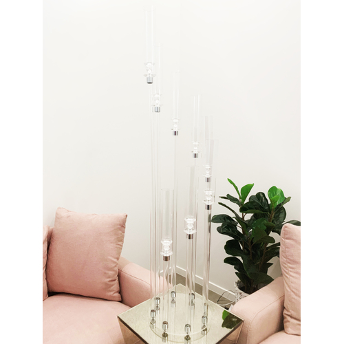 Large View 8 Arm Clear Windlight Candelabra