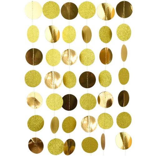 Large View 3m Glitter Dot Party Garland - Gold